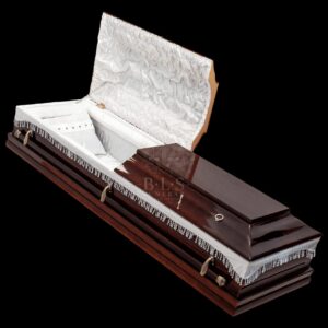 Sicriu 2 Capace 4 Colturi Visiniu de Lux - BLS FUNERAR