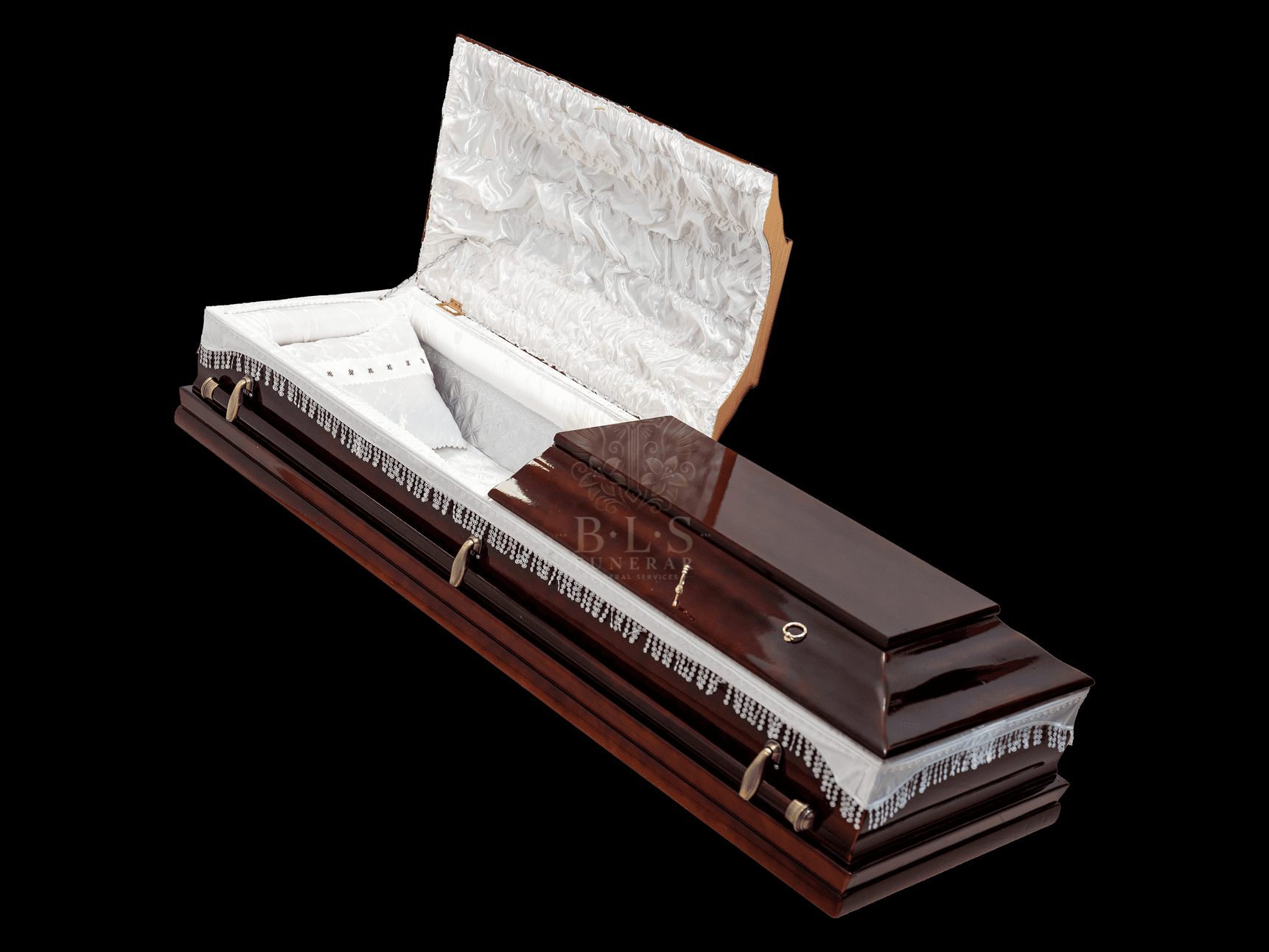 Sicriu 2 Capace 4 Colturi Visiniu de Lux - BLS FUNERAR